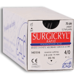 Fir Sutura Resorbabil din Acid Poliglicolic Surgicryl Rapid USP 3/0, Ac Triunghiular