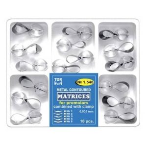 Kit 16 matrici metal conturate cu clema premolar 0.35mm TorVM 1540